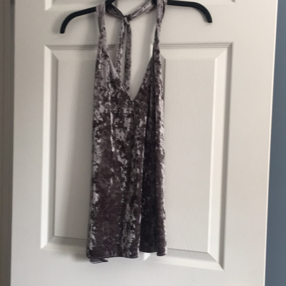 Crushed velvet open low back dressy tank top
